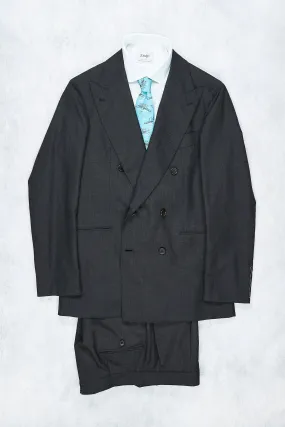 Orazio Luciano Dark Grey Worsted Wool DB Suit