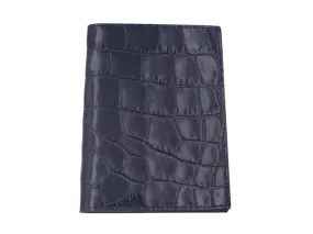 Passport Holder Orinoco 'Croc' Print Calf Leather - Navy