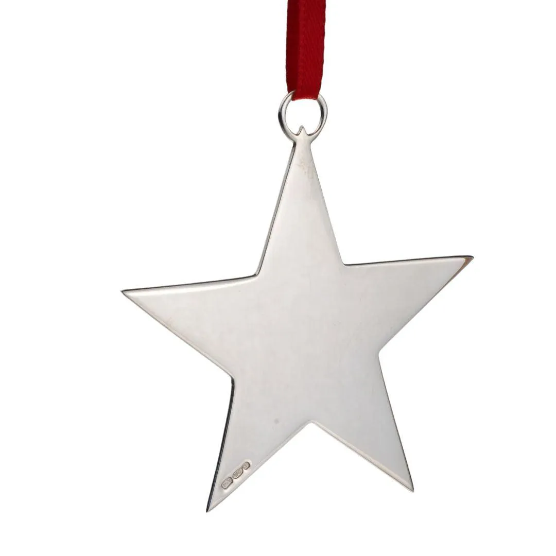 Personalised Sterling Silver Christmas Star Tree Decoration