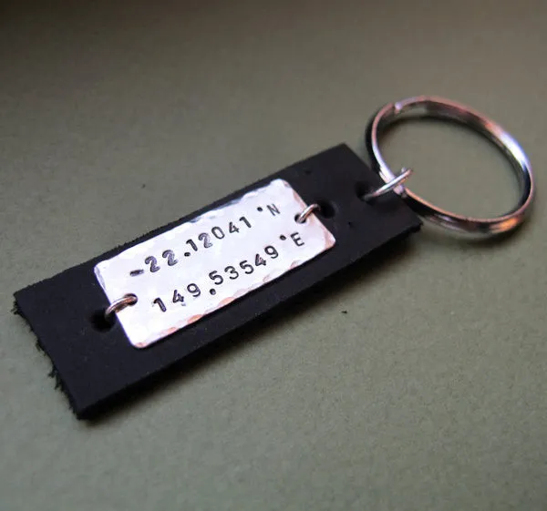 Personalized Latitude Longitude Keychain