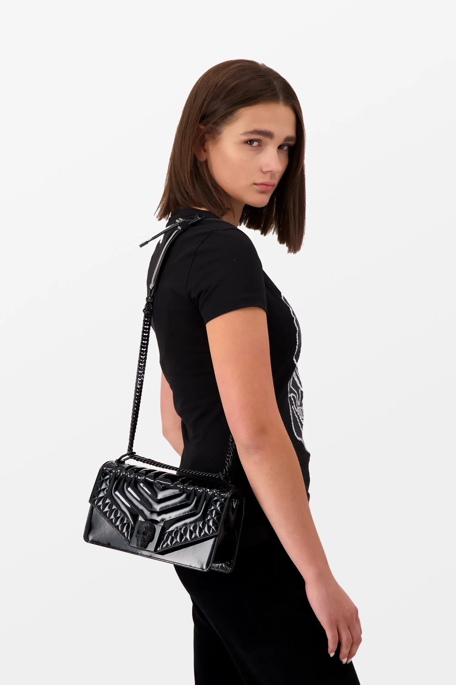 Philipp Plein Black Crystal Shoulder Bag