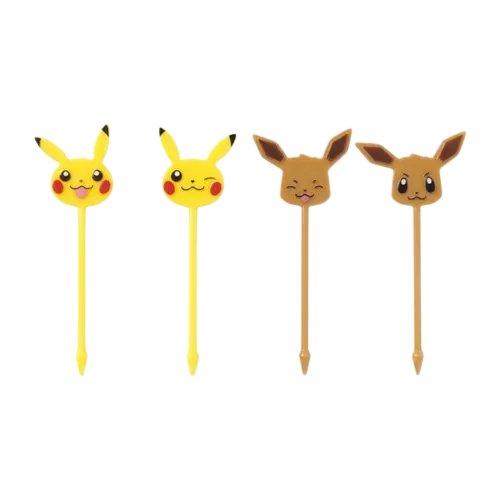 Pikachu & Eevee Pokemon Long Food Picks