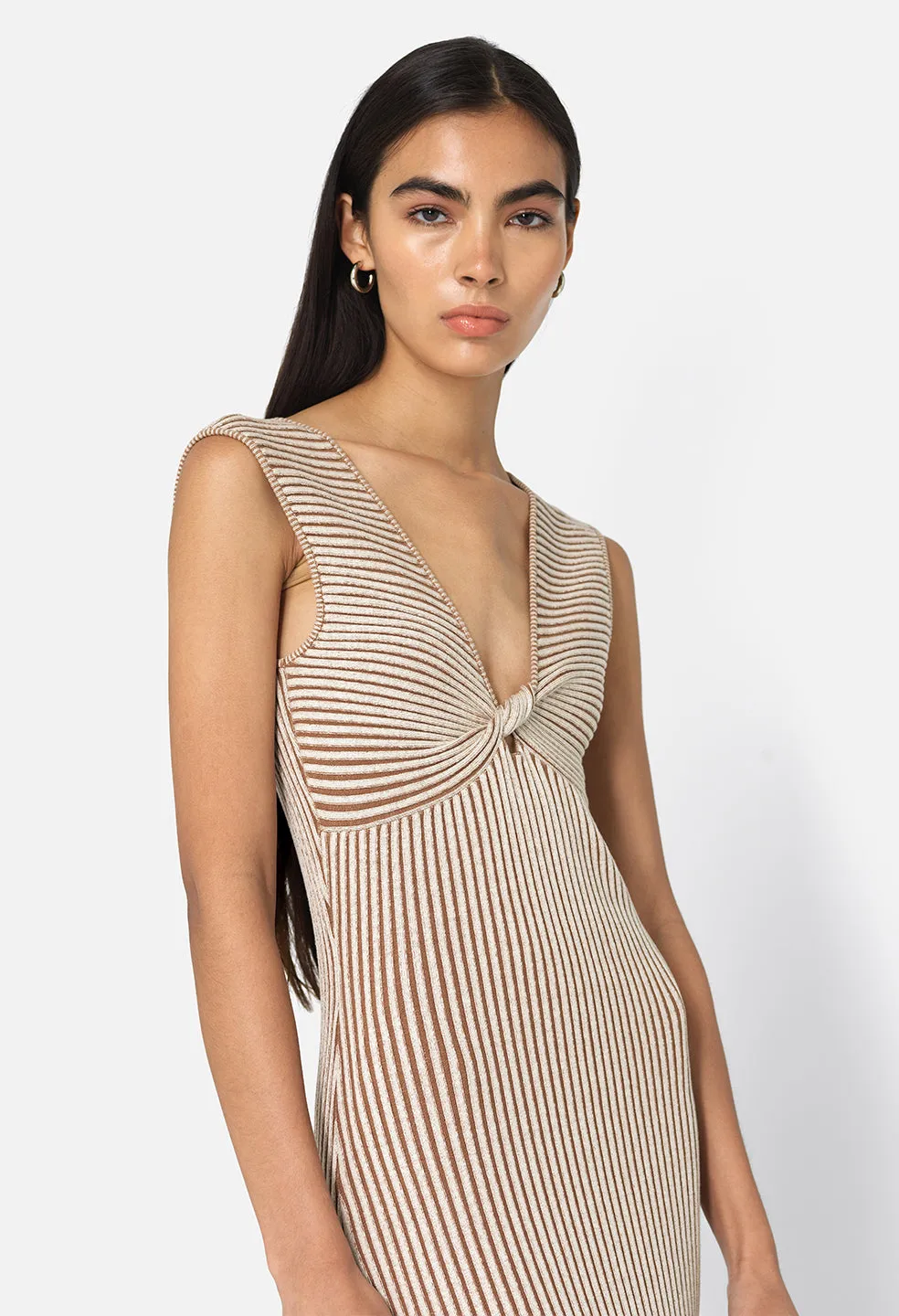 Piper Silk Rib Twist Dress / Mocha