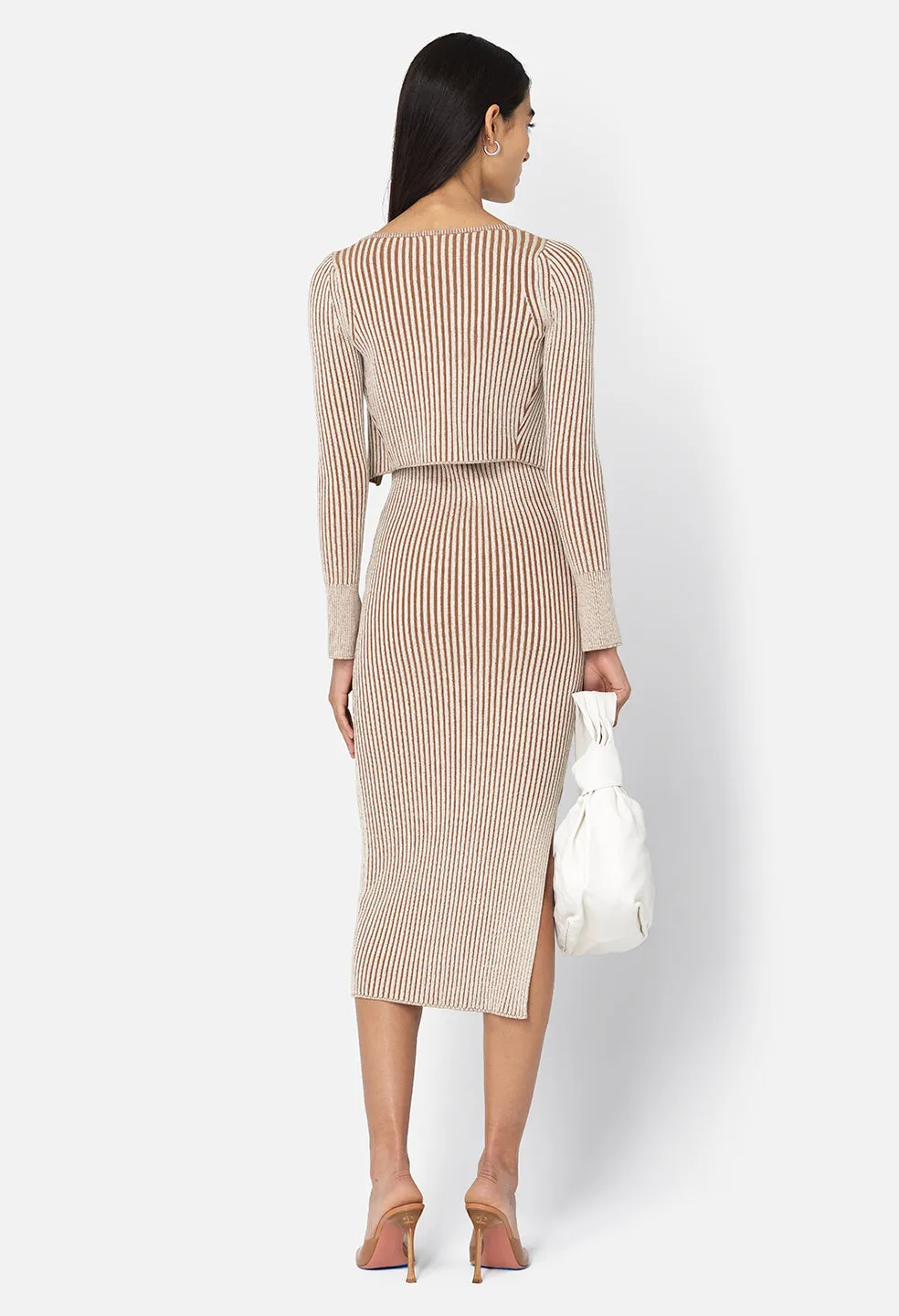 Piper Silk Rib Twist Dress / Mocha