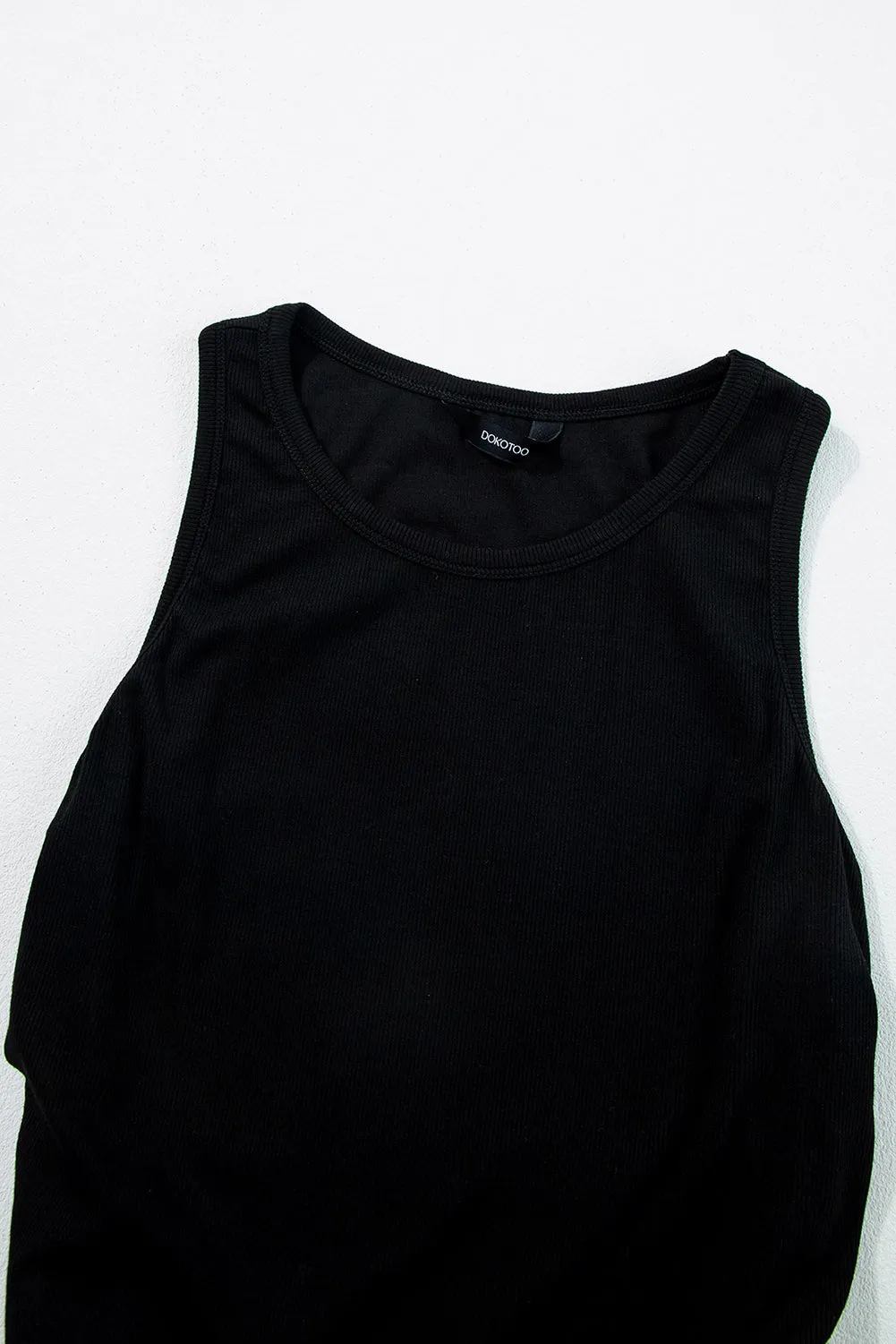 Plain Ruched Side Slim Tank Top