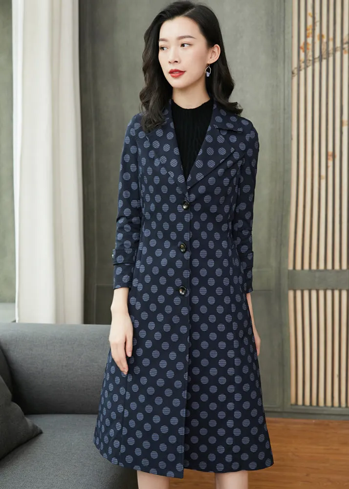 Polka Dot Custom Single Breated Trench Coat