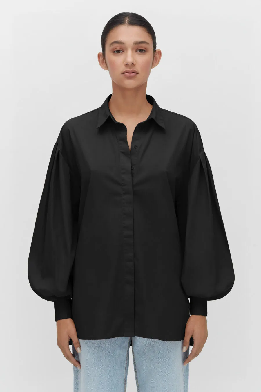 Poplin Balloon Sleeve Shirt