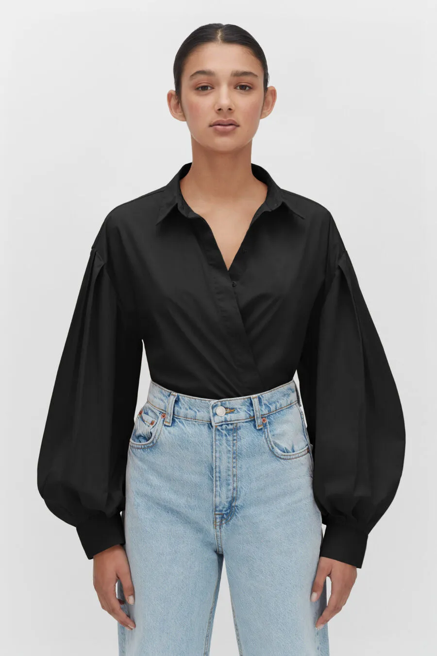 Poplin Balloon Sleeve Shirt