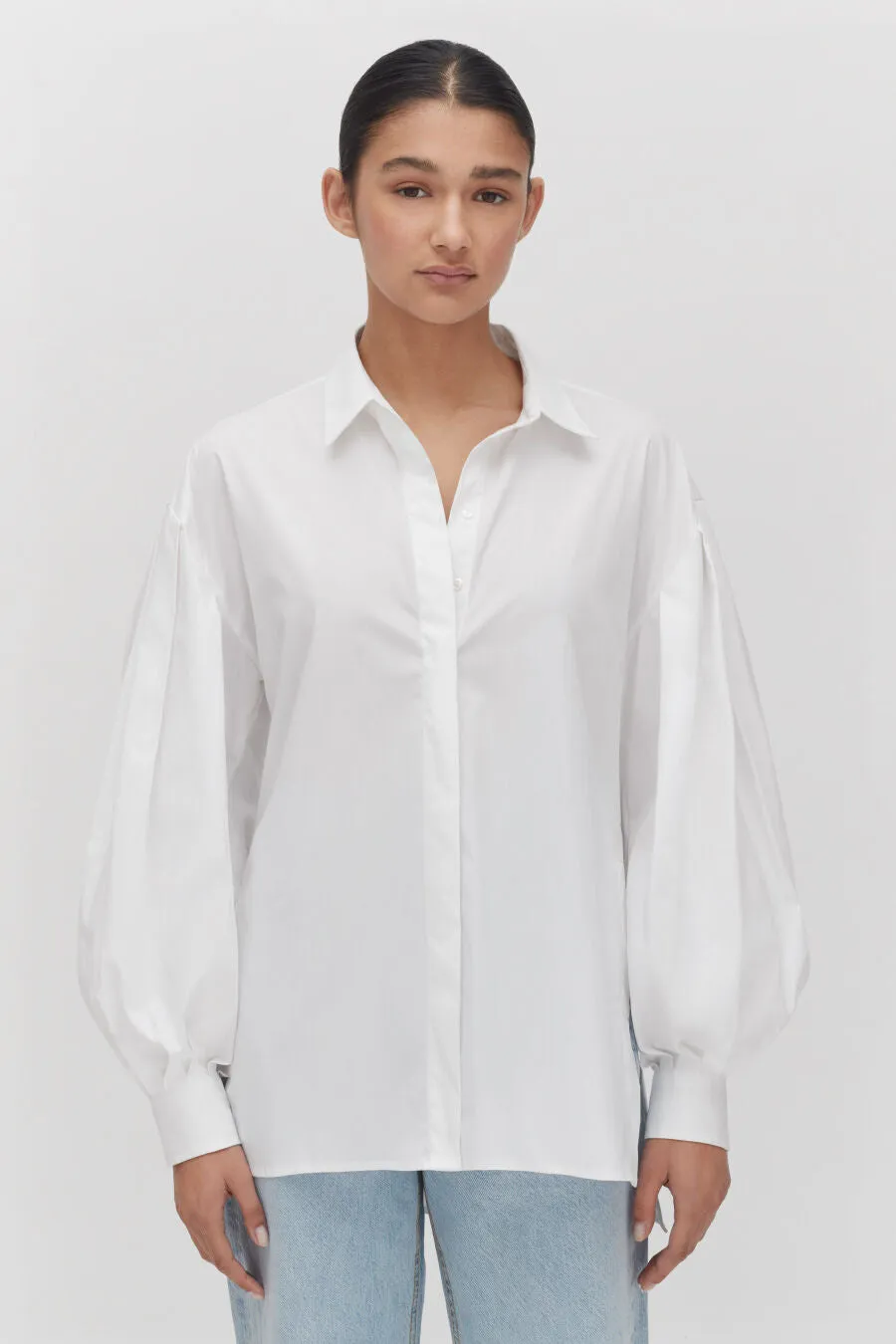 Poplin Balloon Sleeve Shirt