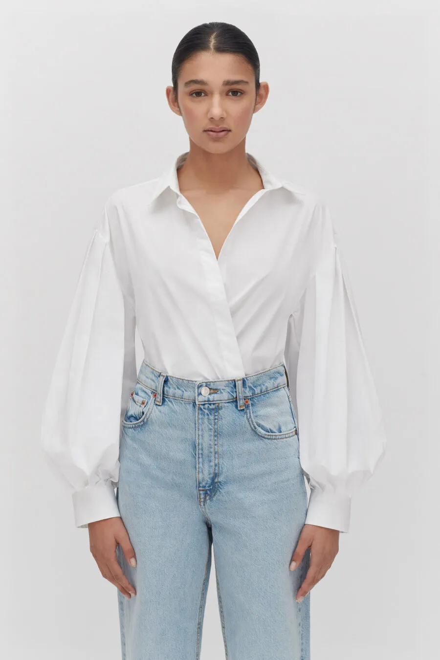 Poplin Balloon Sleeve Shirt