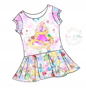 PREORDER - Whimsical Princesses - Isla Tunic w/PANEL - Golden Hair Princess