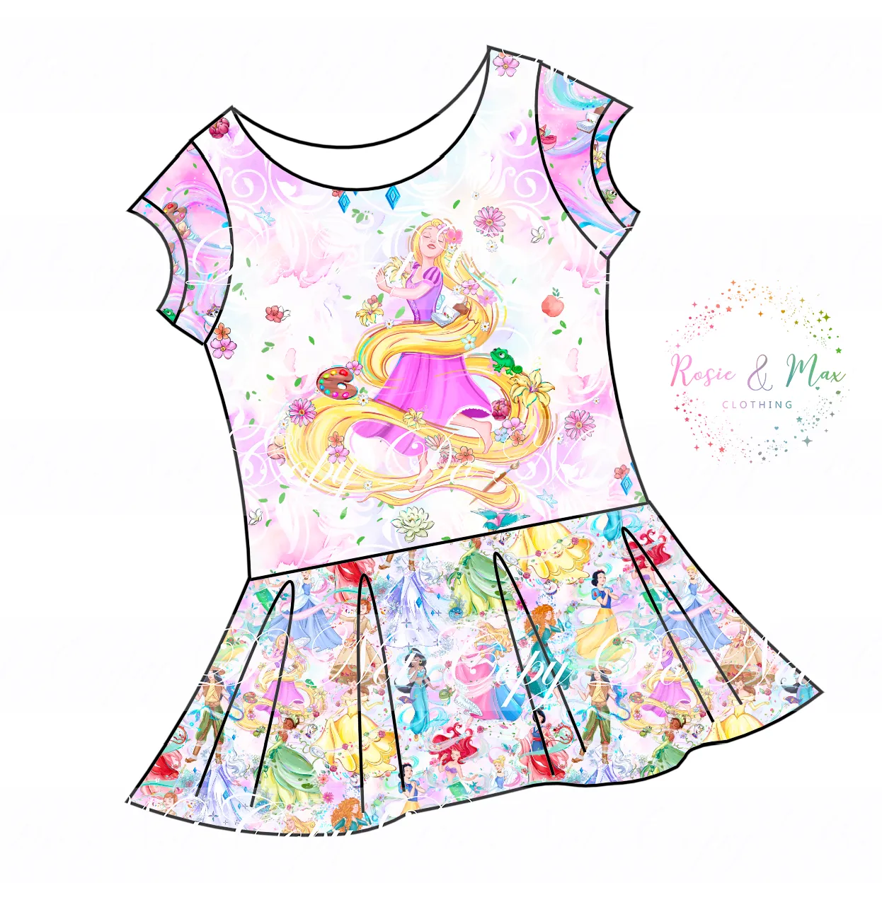 PREORDER - Whimsical Princesses - Isla Tunic w/PANEL - Golden Hair Princess