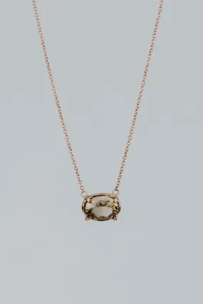 Prong Set Gemstone Necklace - Sunstone 14k RG