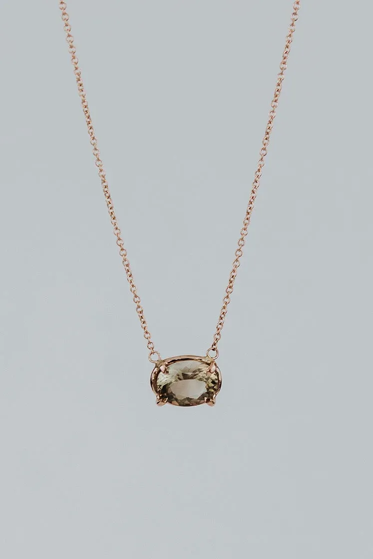 Prong Set Gemstone Necklace - Sunstone 14k RG