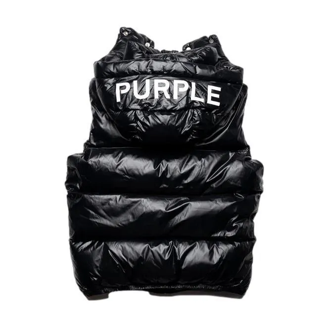 PURPLE BRAND P623 NYLON SNAP OFF HOOD PUFFER VEST