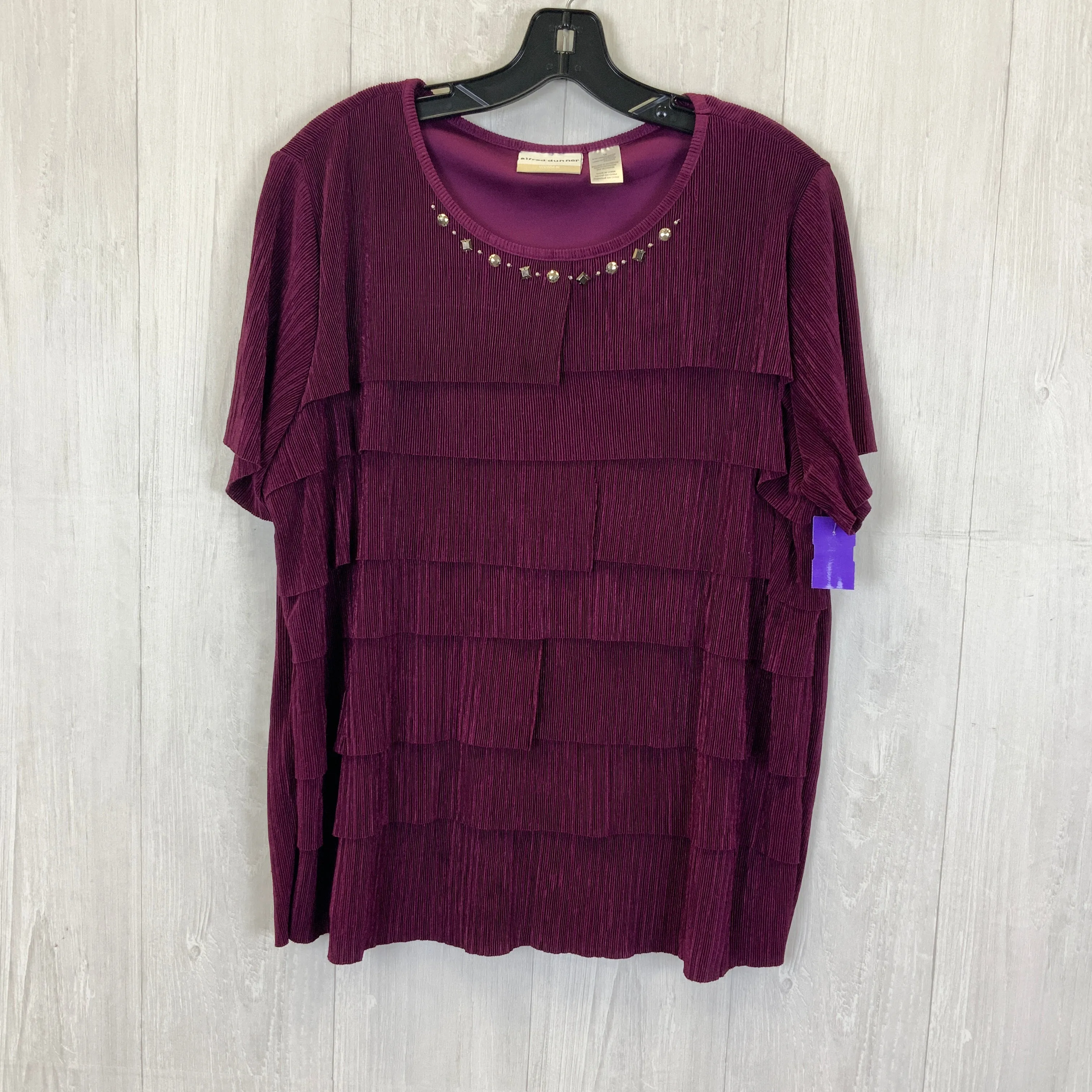 Purple Top Short Sleeve Alfred Dunner, Size 1x