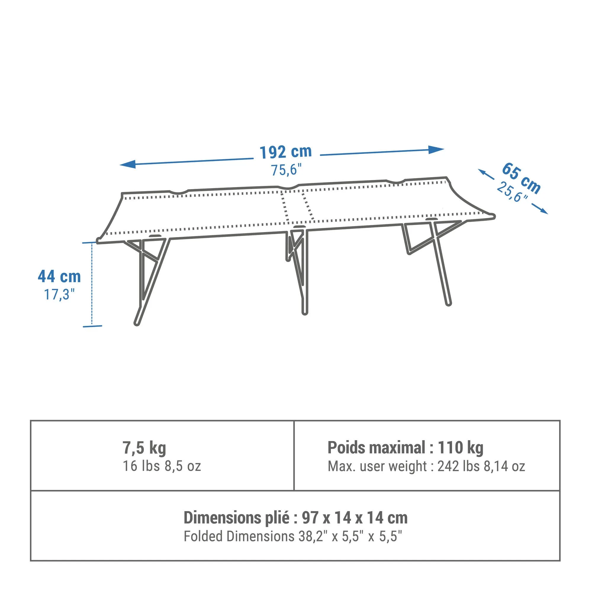 Quechua 26" Foldable 1 Person Camping Cot