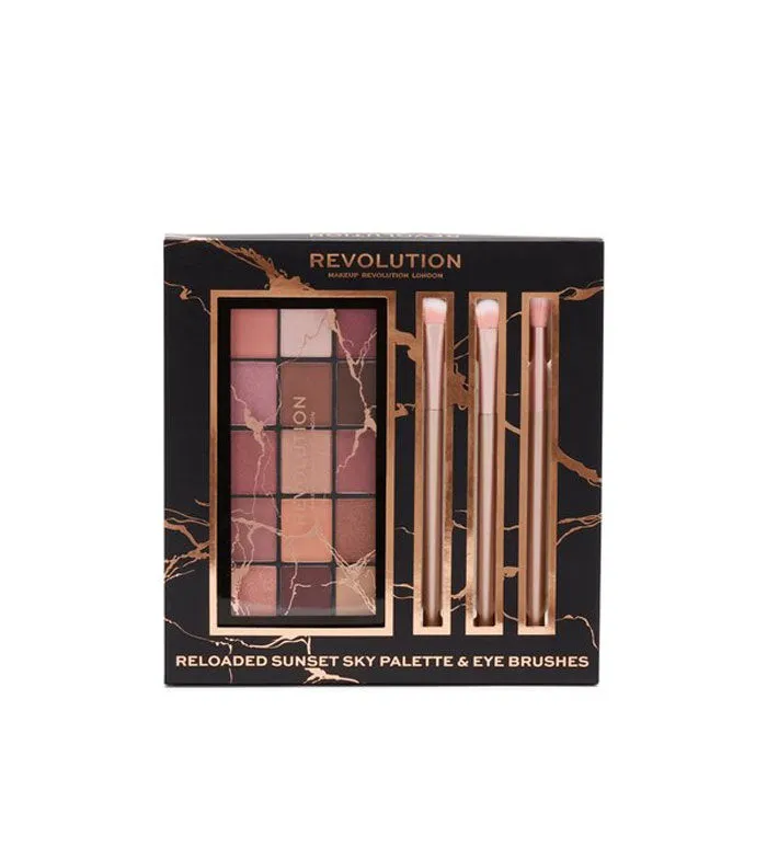 Revolution - Set de regalo con paleta de sombras Reloaded Sunset Sky y pinceles de ojos