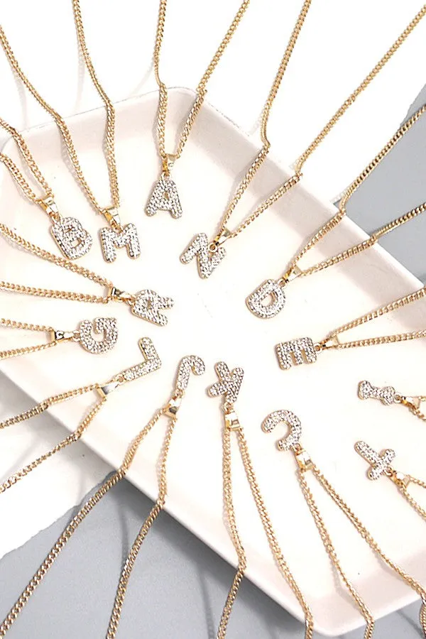 Rhinestone Initial Chain Necklace