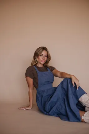 Shay Overall Dress in Denim Blue