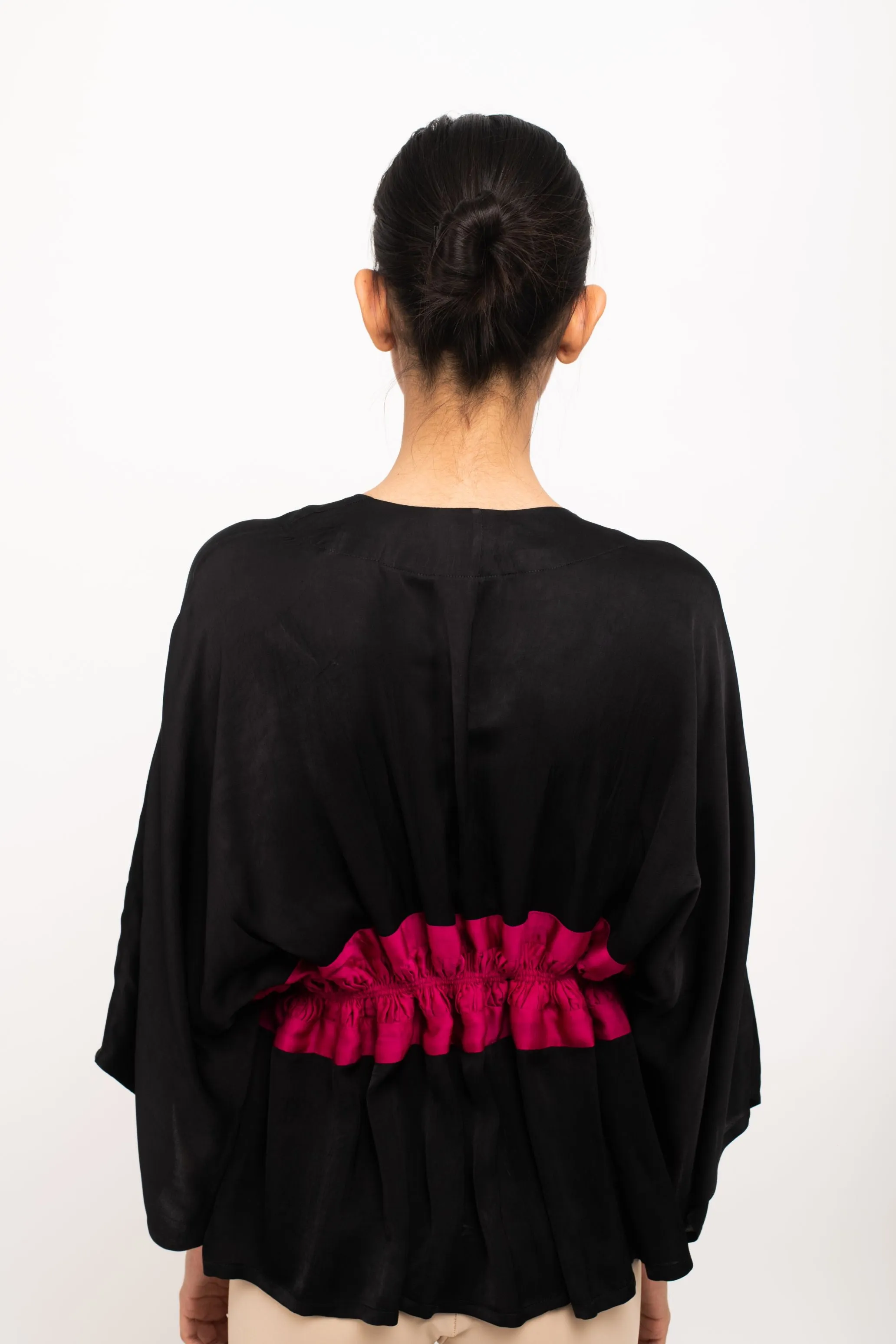 Short Cape with Neon Rouching Detail