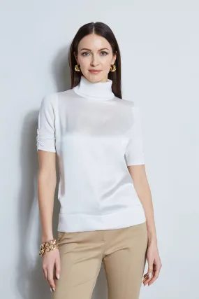 Short Sleeve Satin Front Sweater