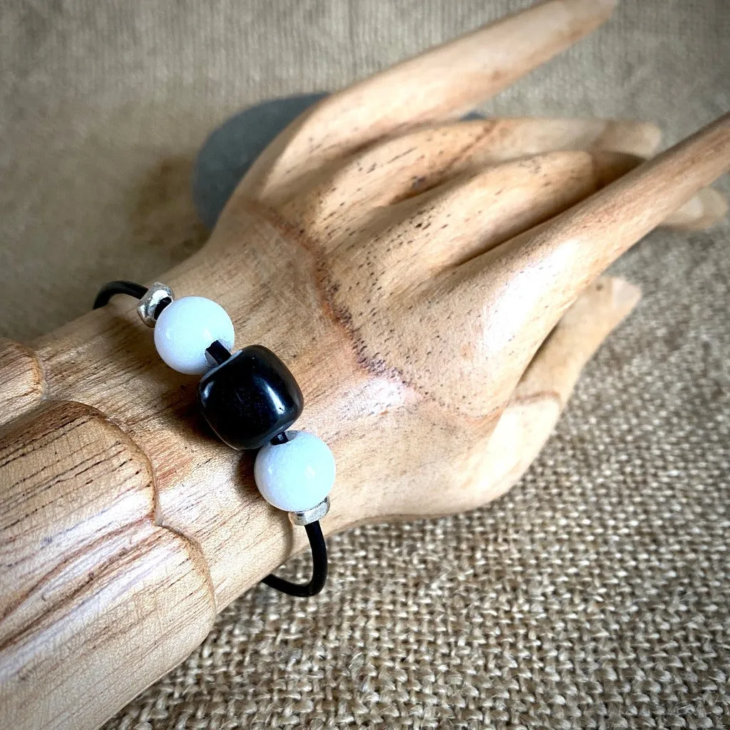 Shungite & White Jade Bracelet, Peace, Purification of the Heart