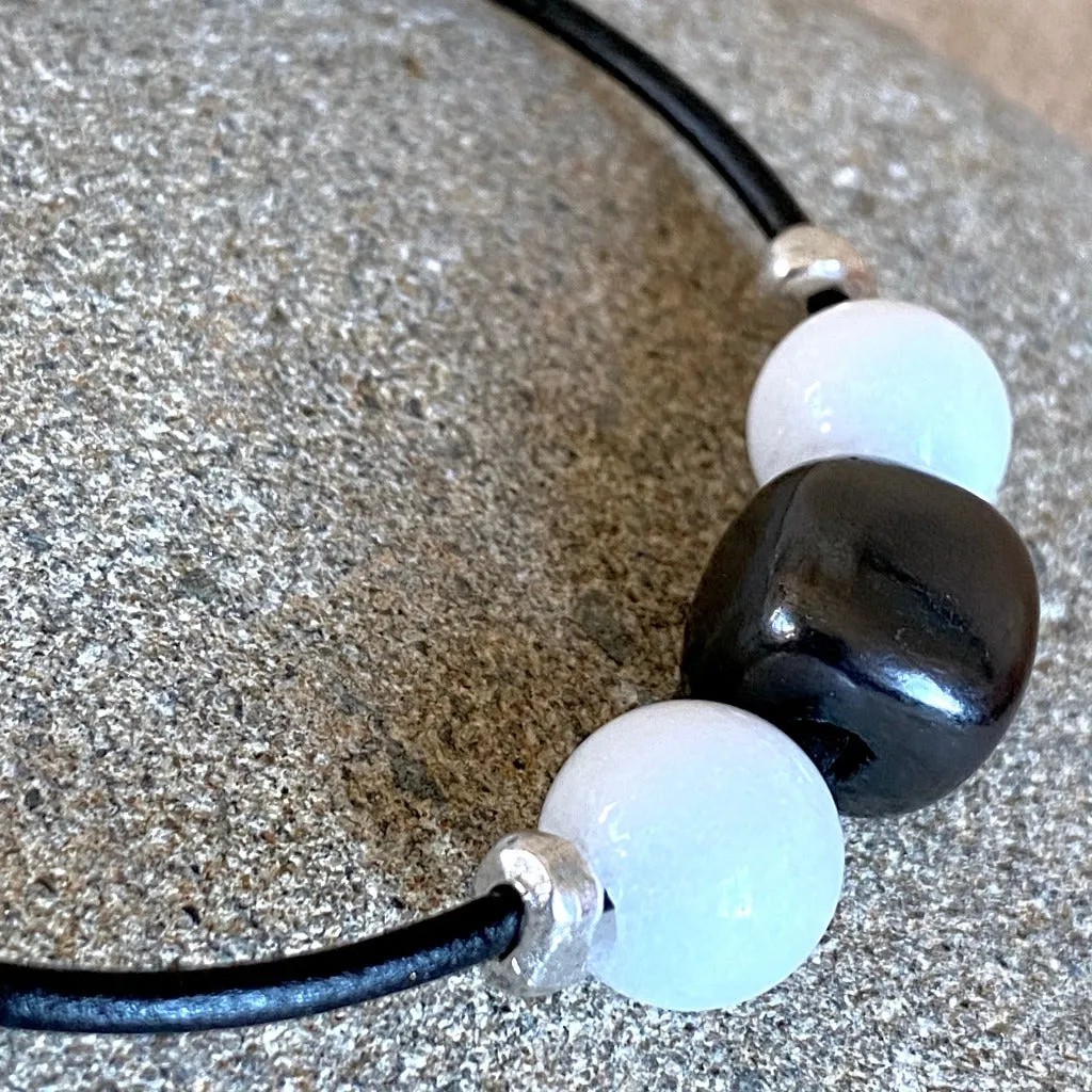 Shungite & White Jade Bracelet, Peace, Purification of the Heart