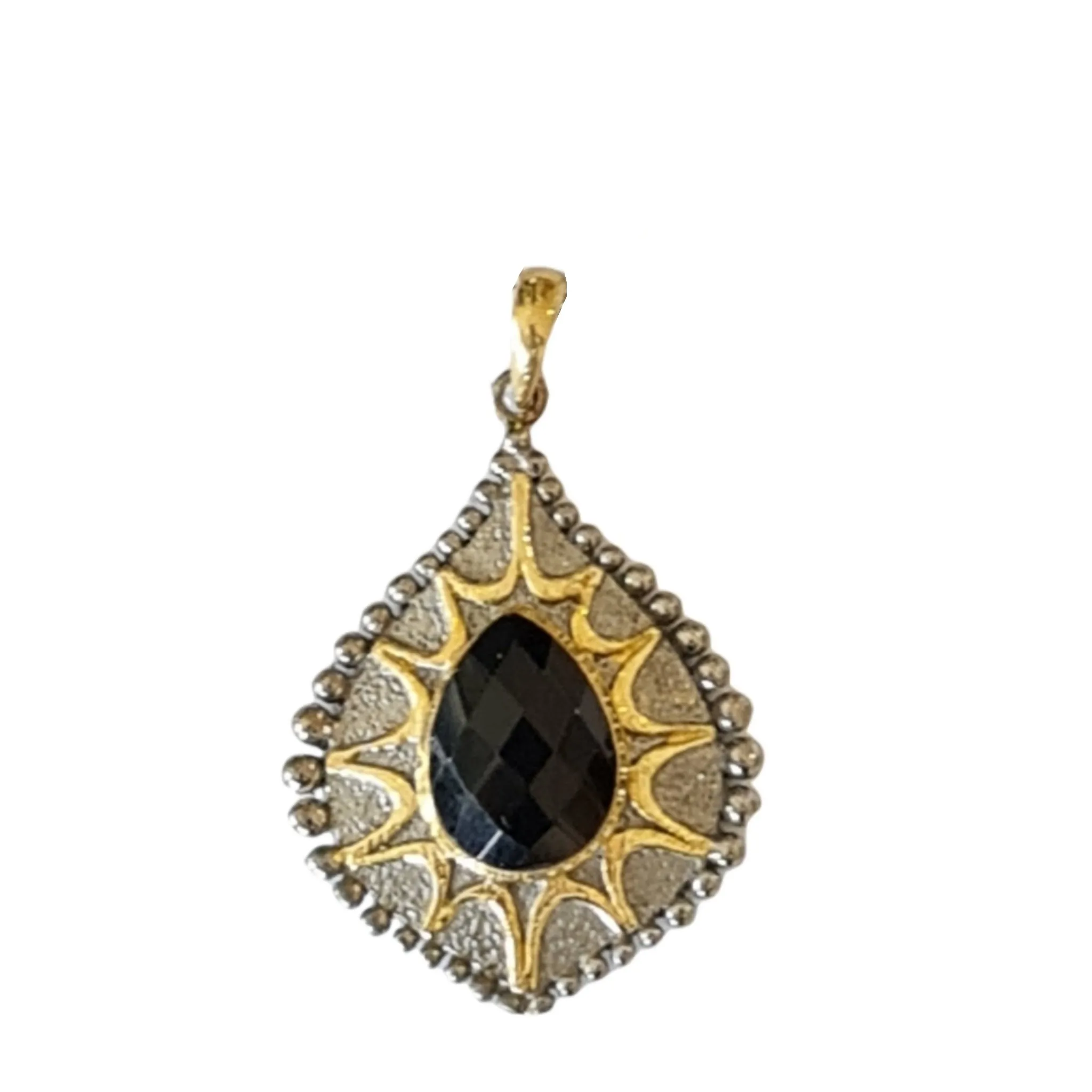 Siara Black Onyx pendant silver and gold