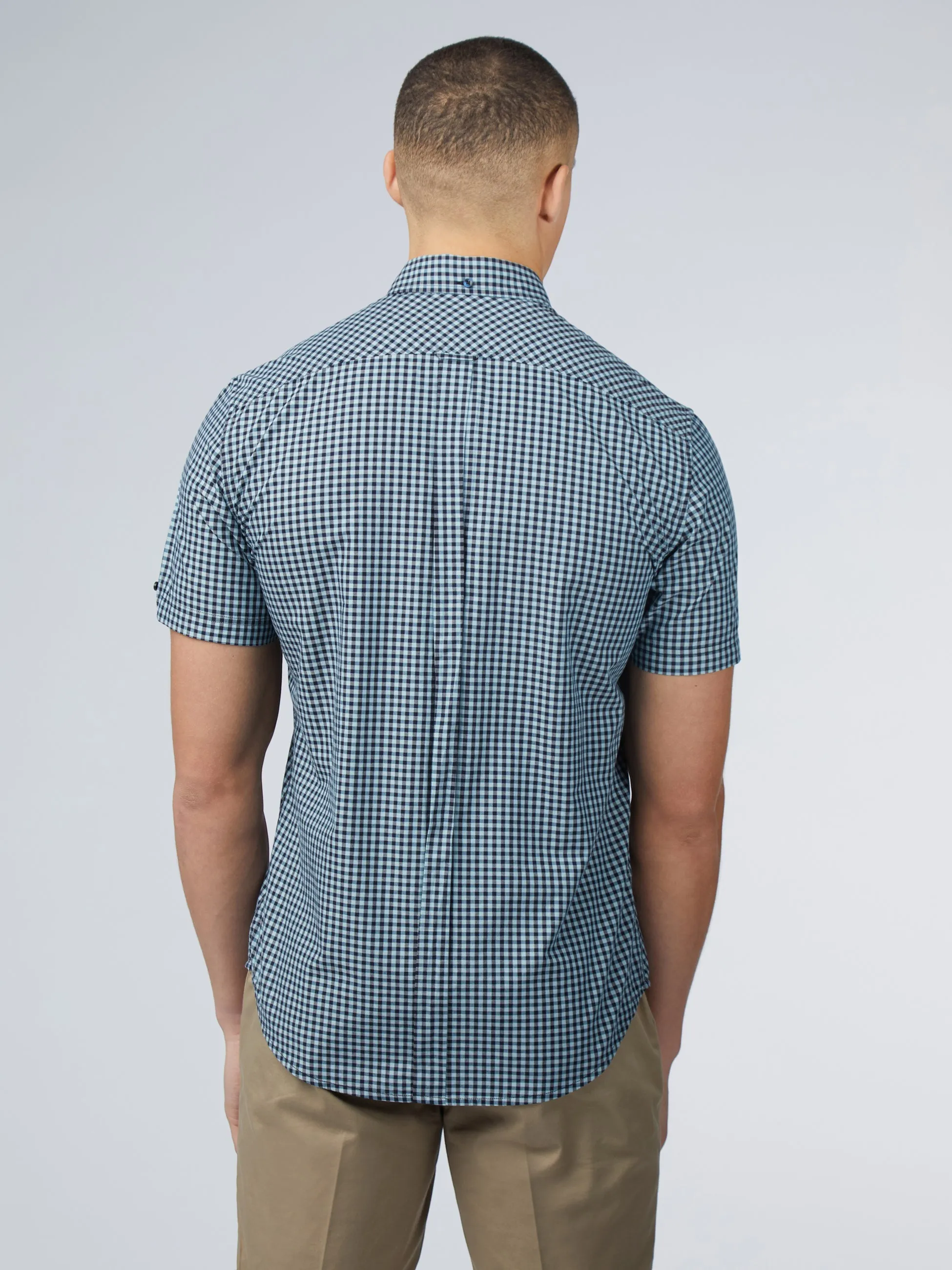 Signature Short Sleeve Gingham Shirt - Petrol