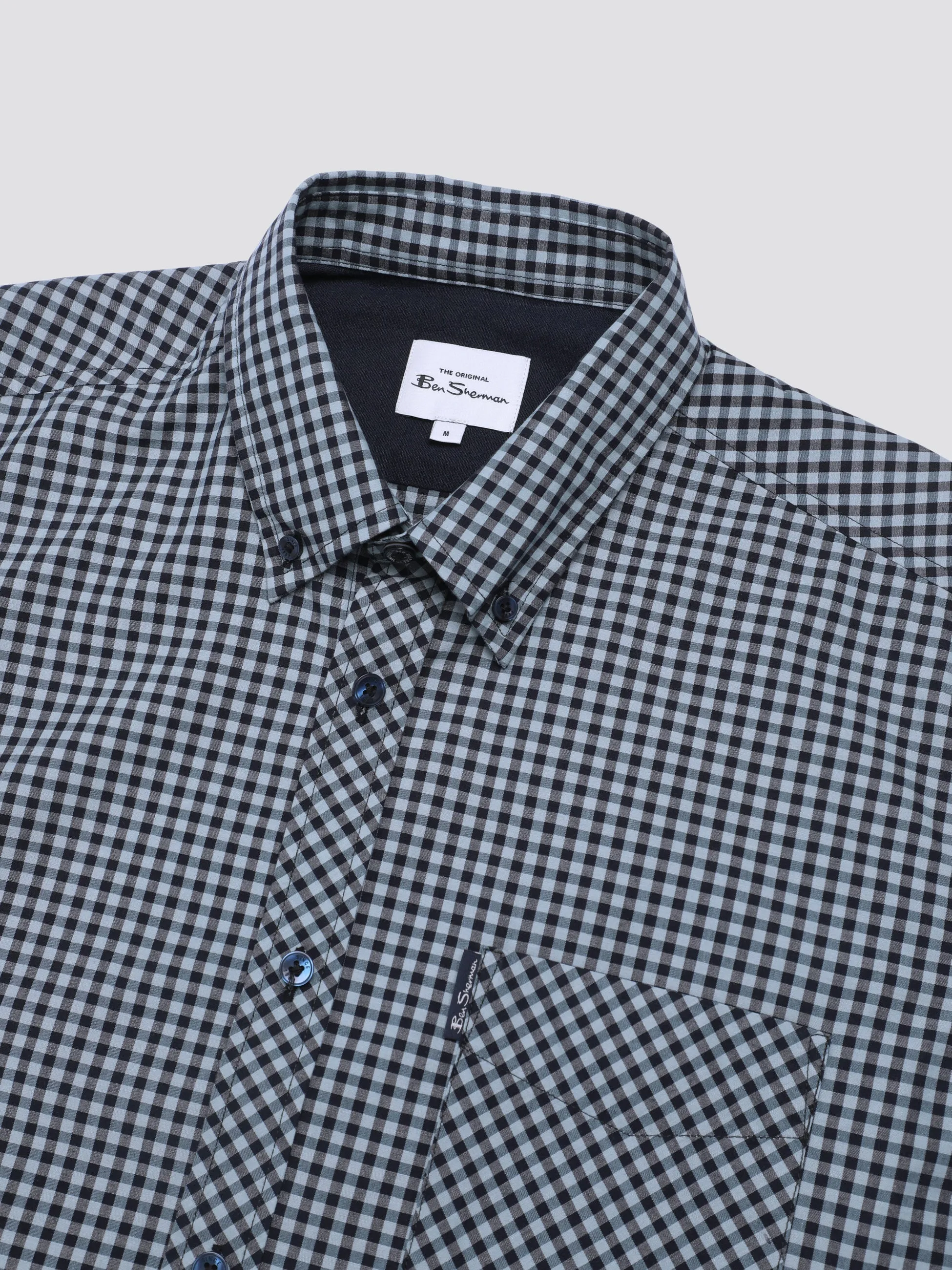 Signature Short Sleeve Gingham Shirt - Petrol