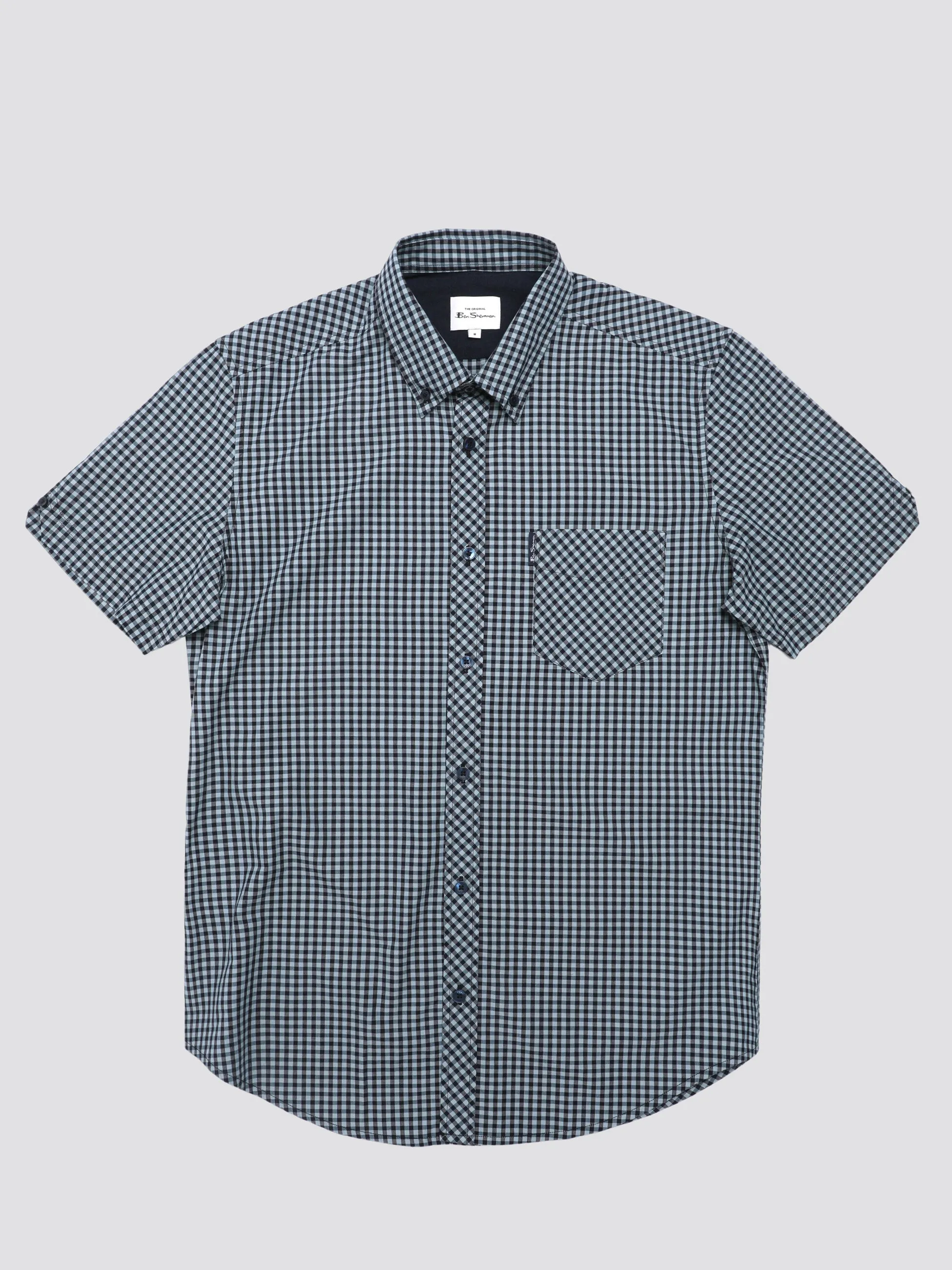 Signature Short Sleeve Gingham Shirt - Petrol