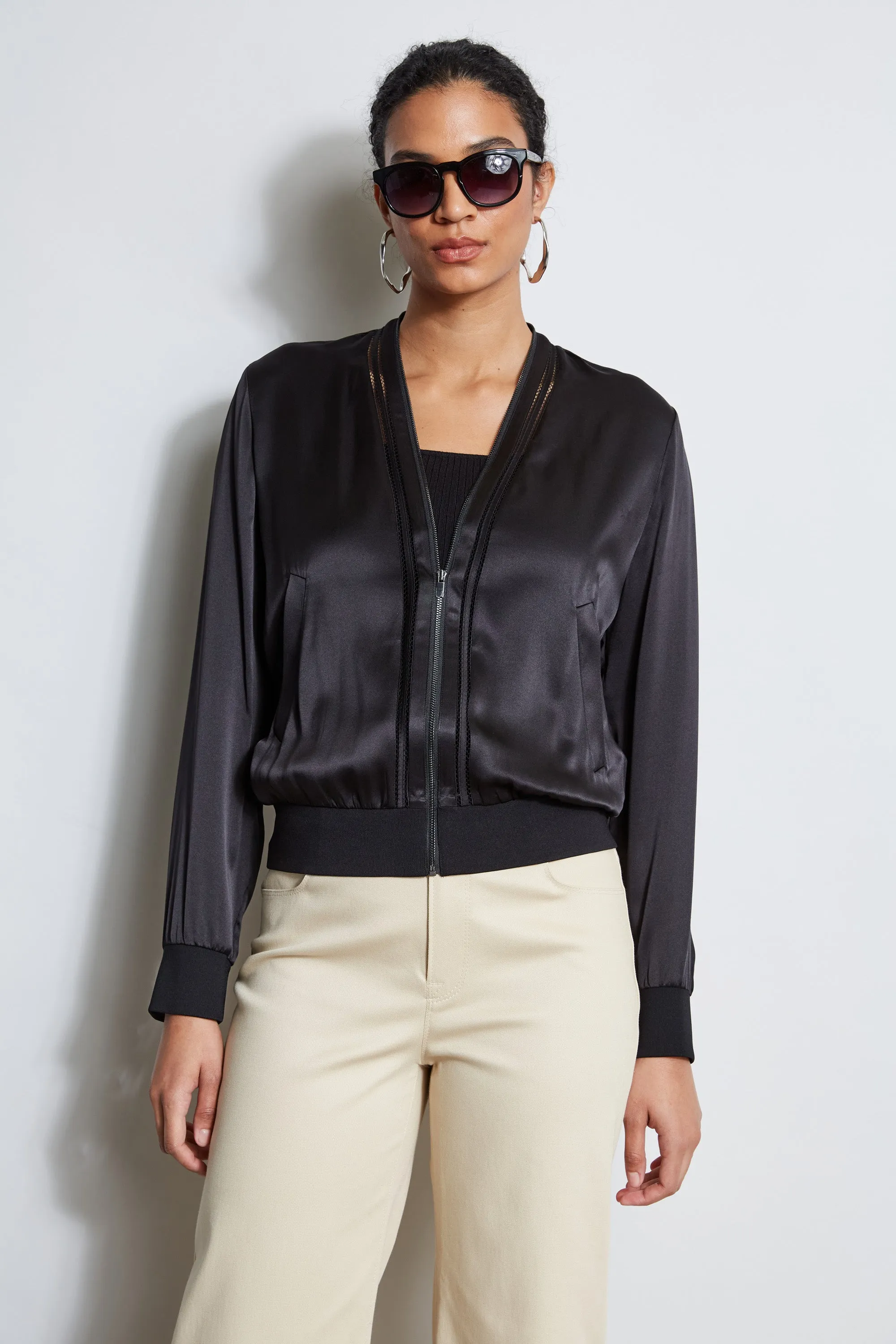 Silk Satin Bomber Jacket