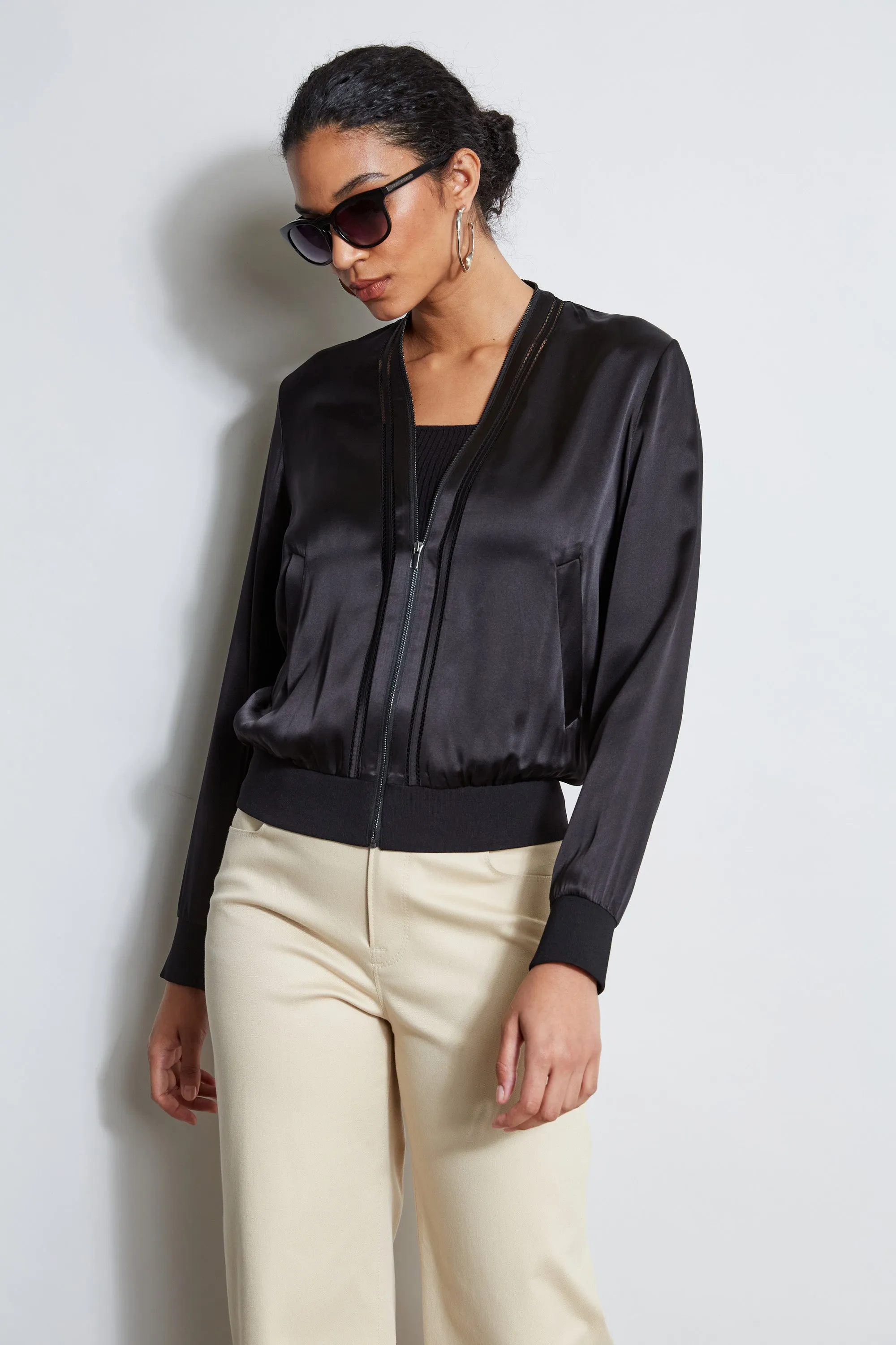 Silk Satin Bomber Jacket