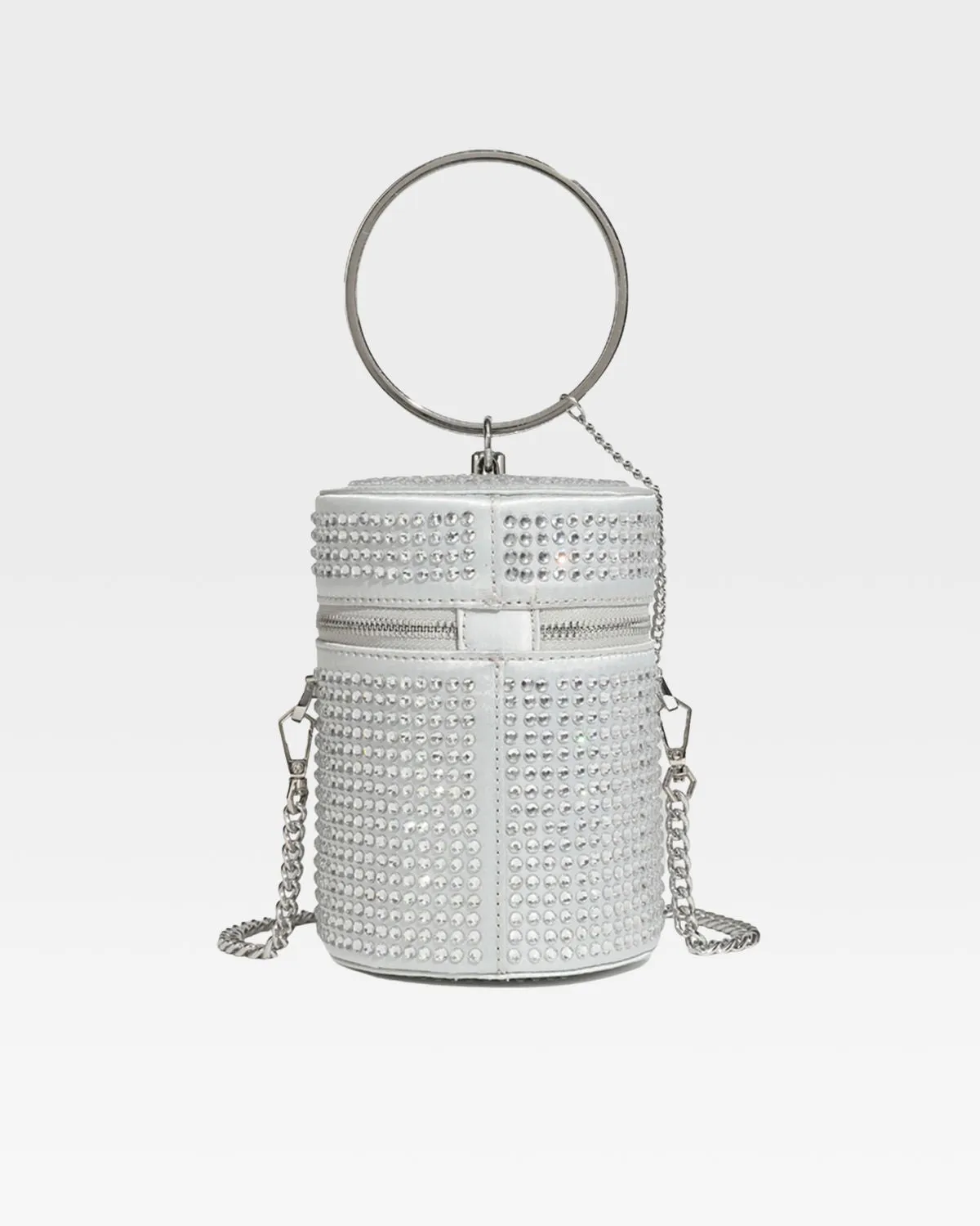 Silver Crystal Mini Barrel Bag