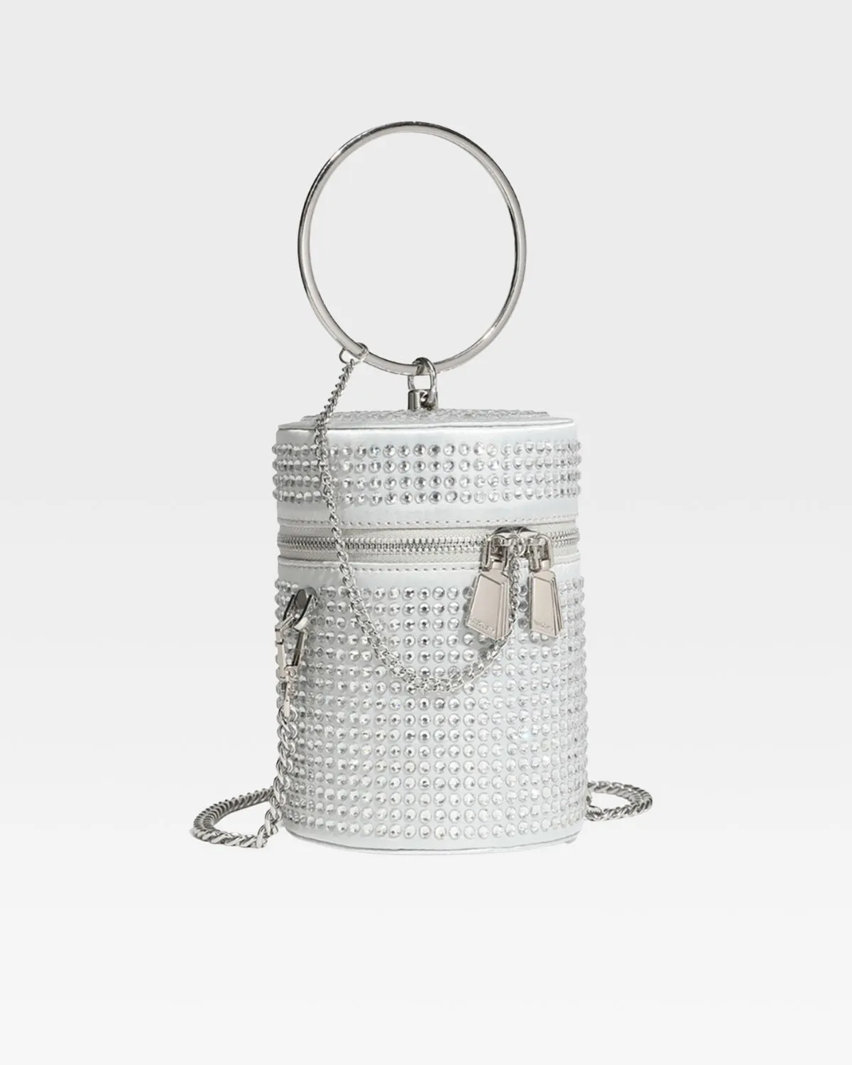 Silver Crystal Mini Barrel Bag