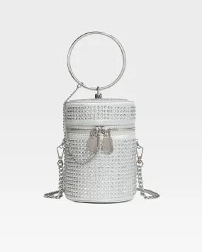 Silver Crystal Mini Barrel Bag