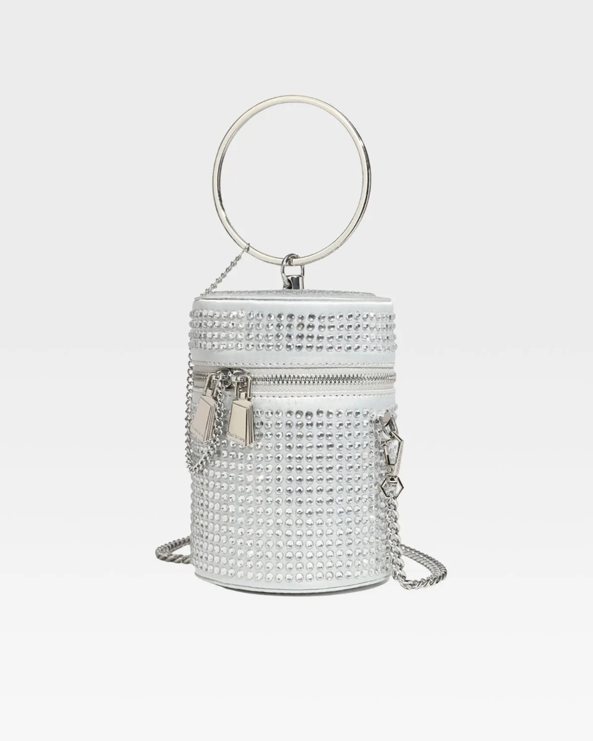 Silver Crystal Mini Barrel Bag