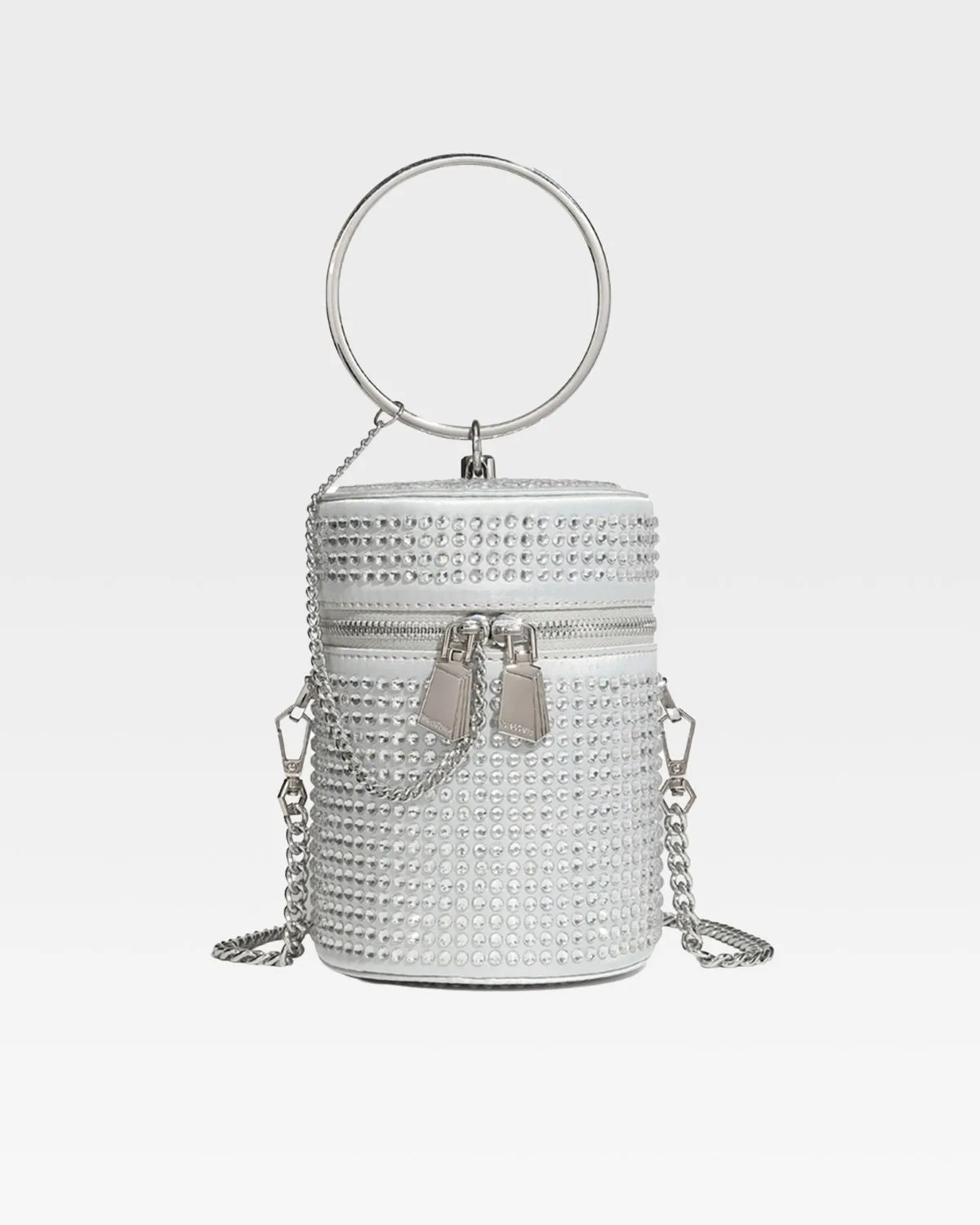 Silver Crystal Mini Barrel Bag