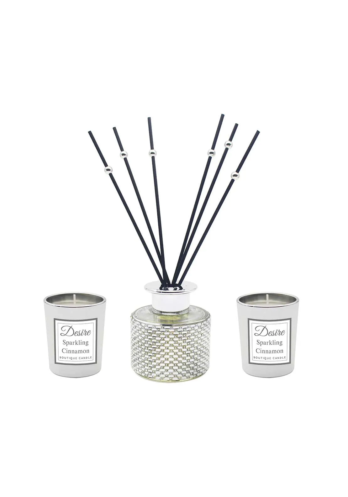 Silver Diamante Diffuser & Candle Set