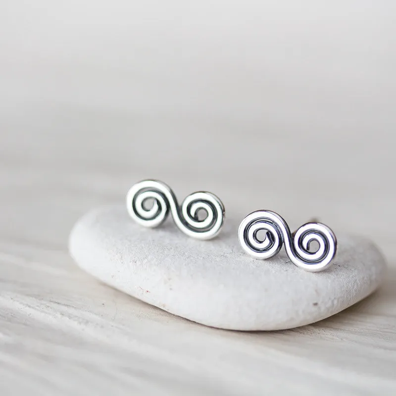 Small Double Spiral Earrings, Celtic spiral