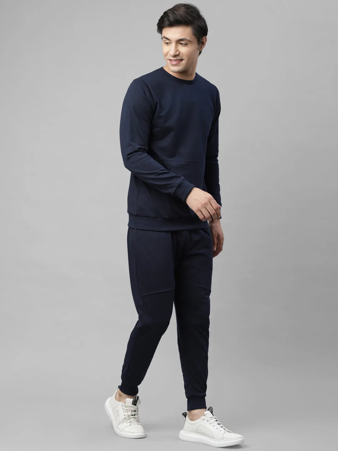 Solid Round Neck Terry Track Suit