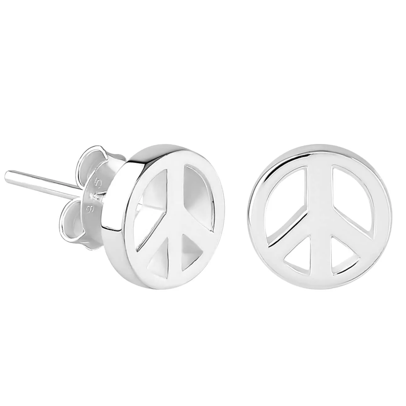 Sterling Silver XS Tiny Peace Stud Earrings