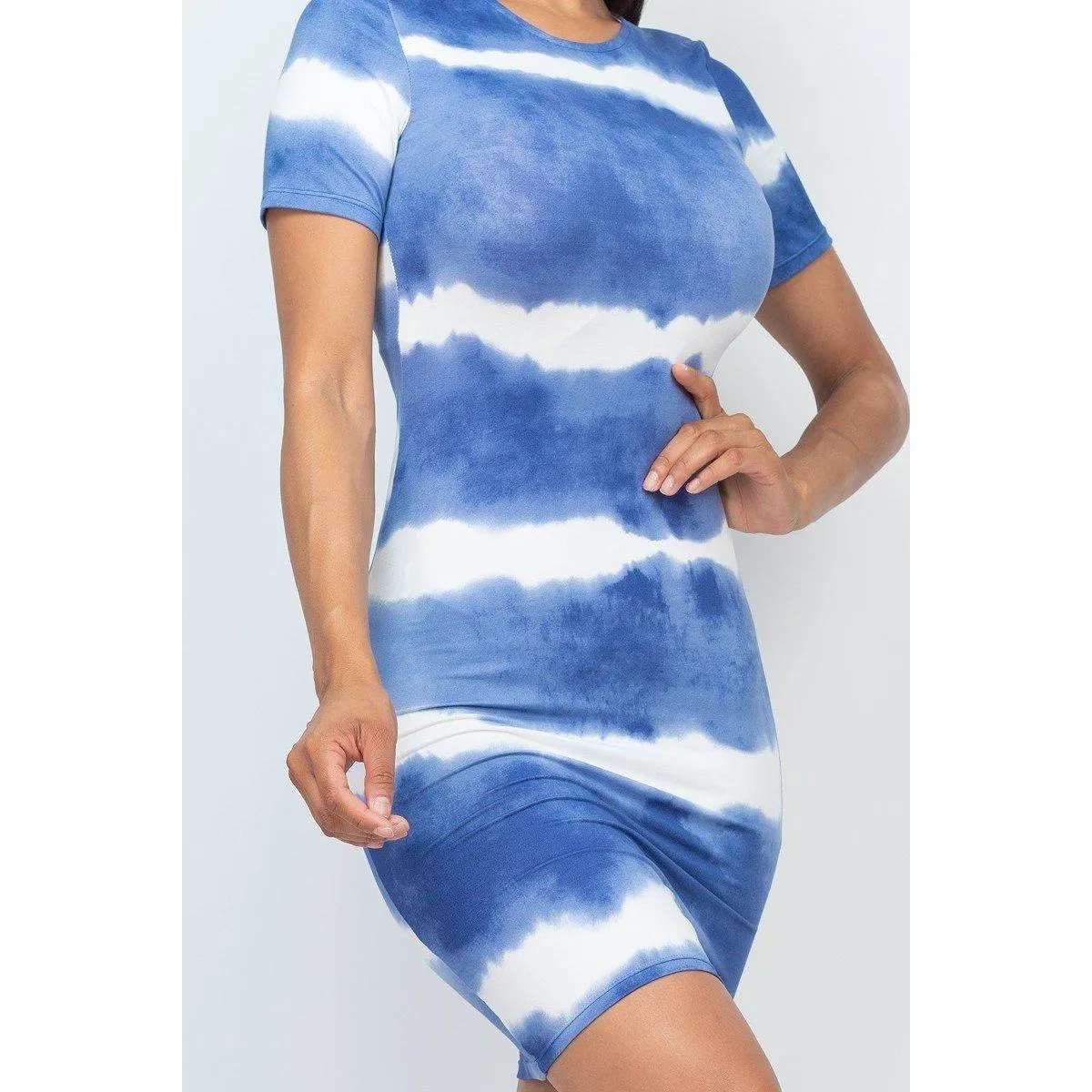 Stripe Tie-dye Printed Midi Dress