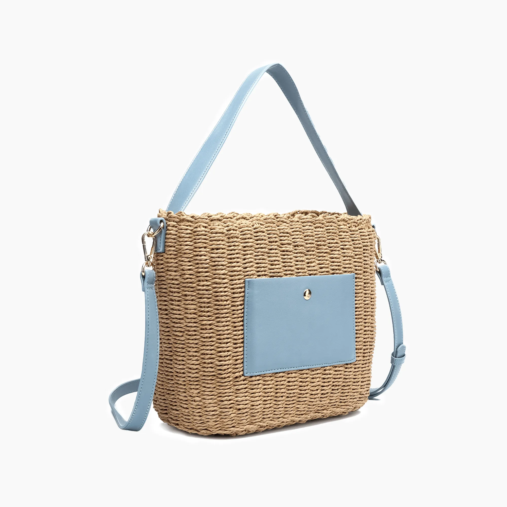 Sunset Straw Bucket Tote Bag