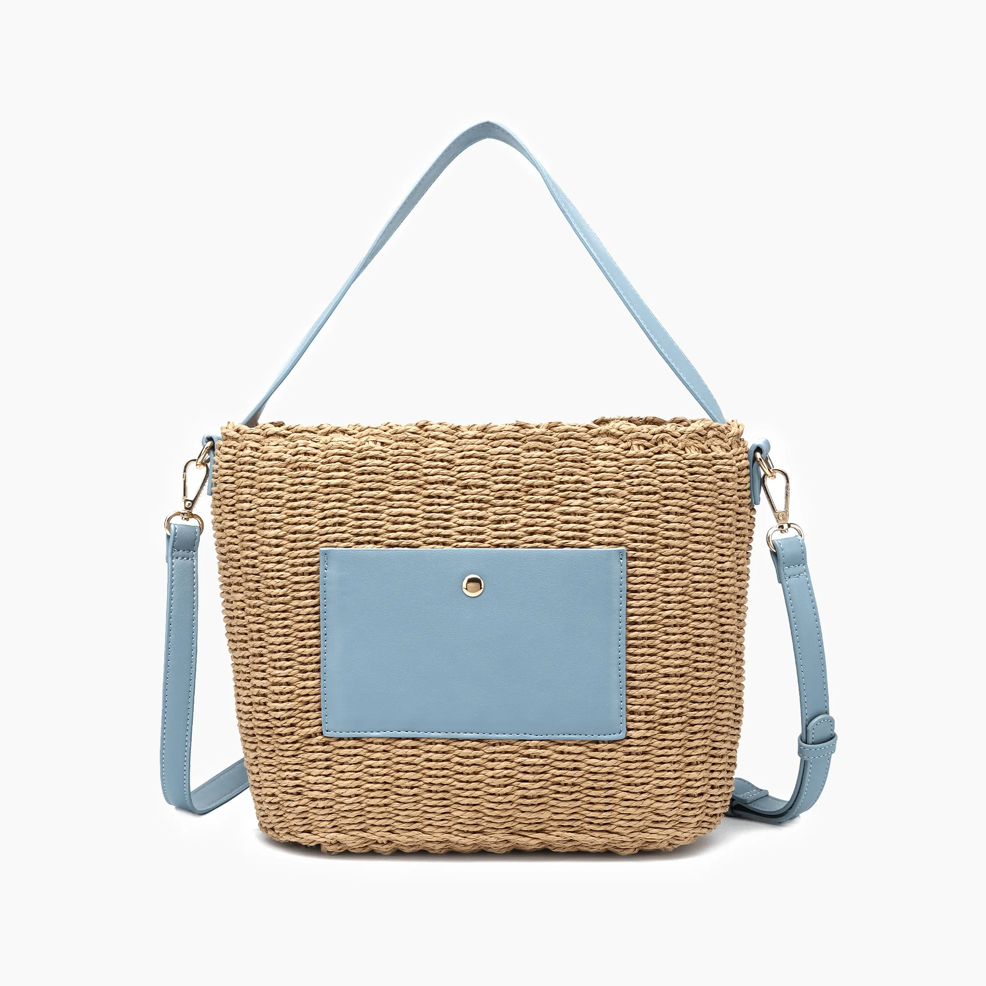 Sunset Straw Bucket Tote Bag