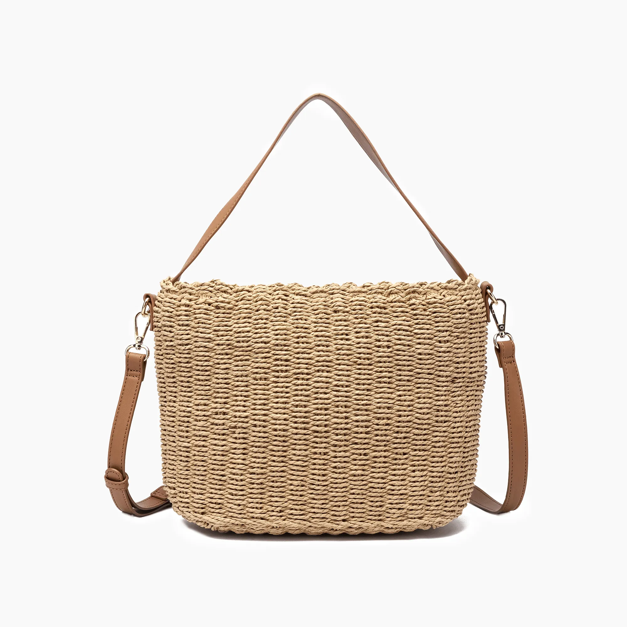 Sunset Straw Bucket Tote Bag