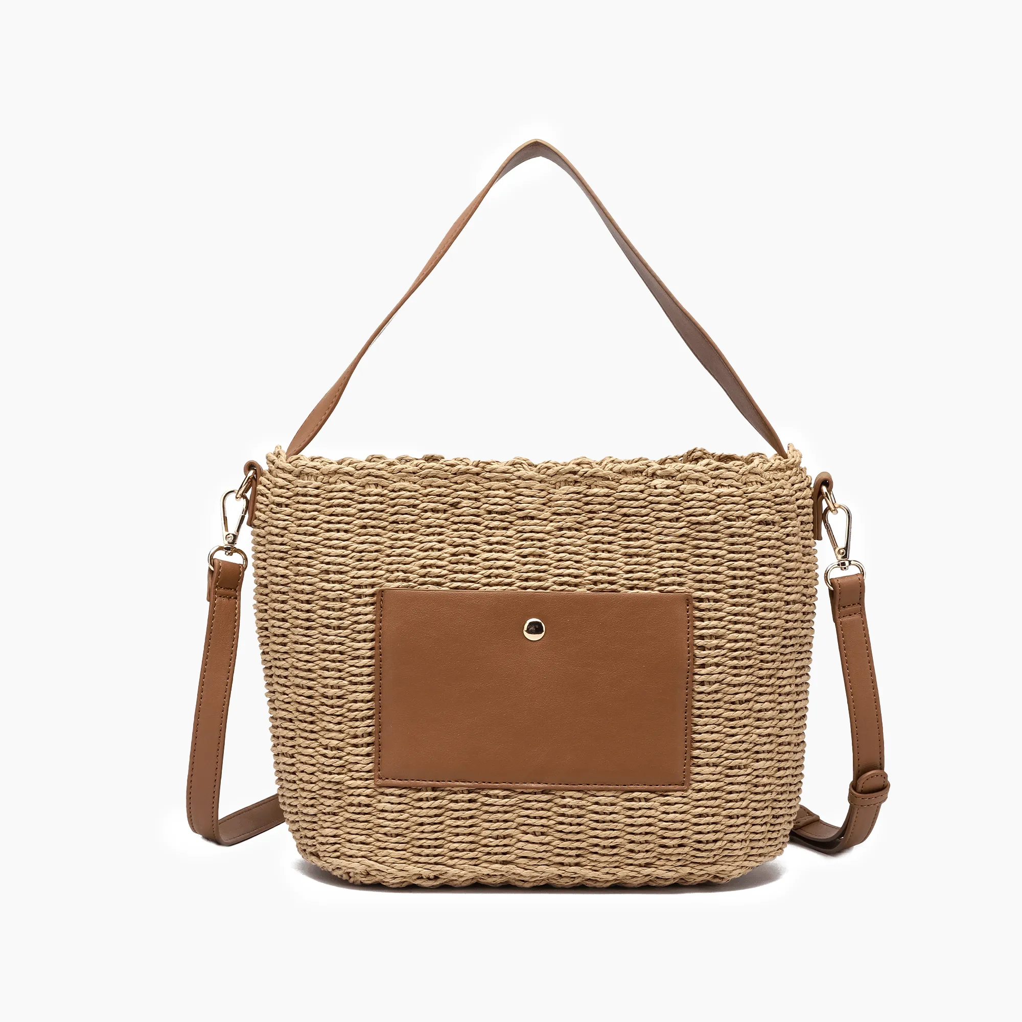 Sunset Straw Bucket Tote Bag