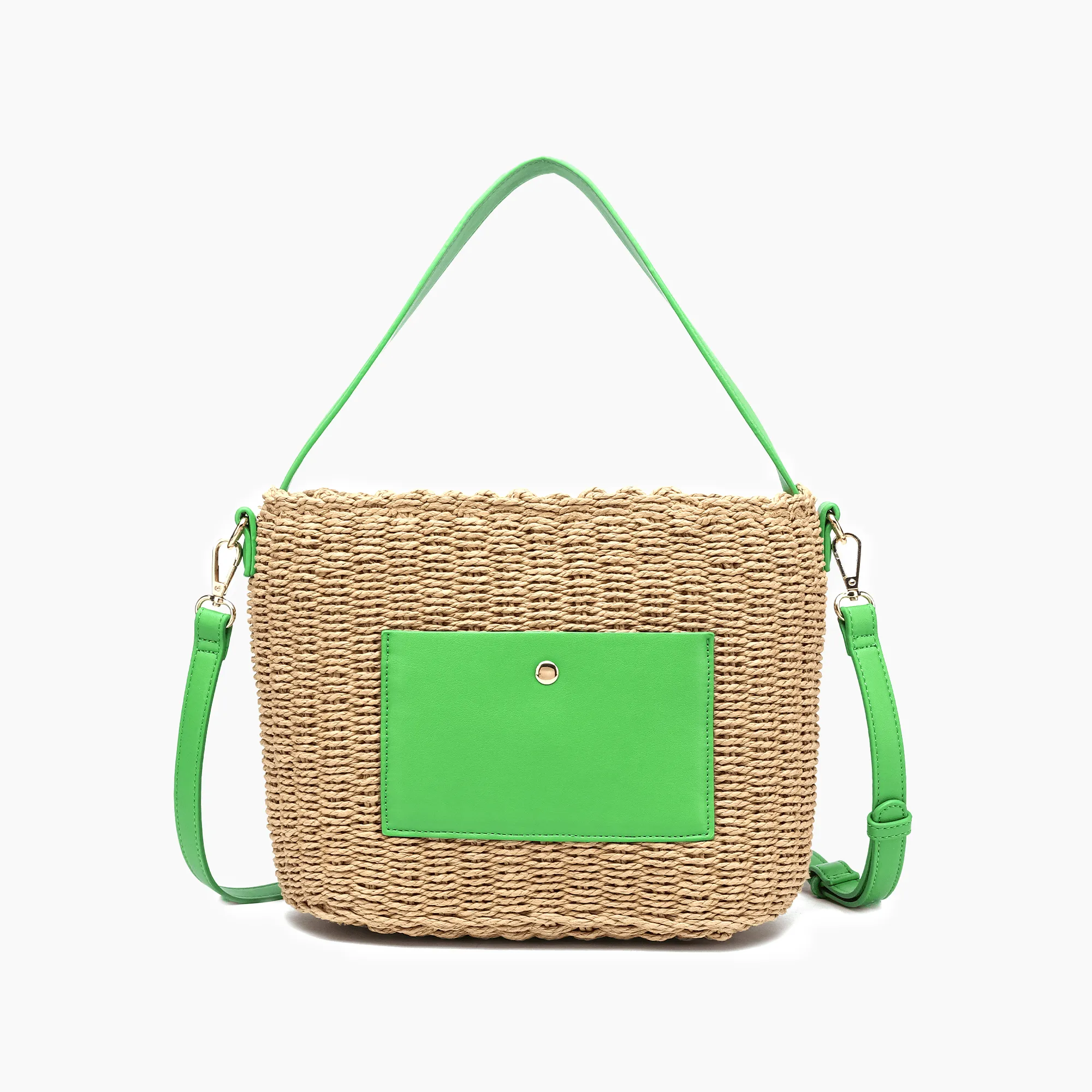 Sunset Straw Bucket Tote Bag