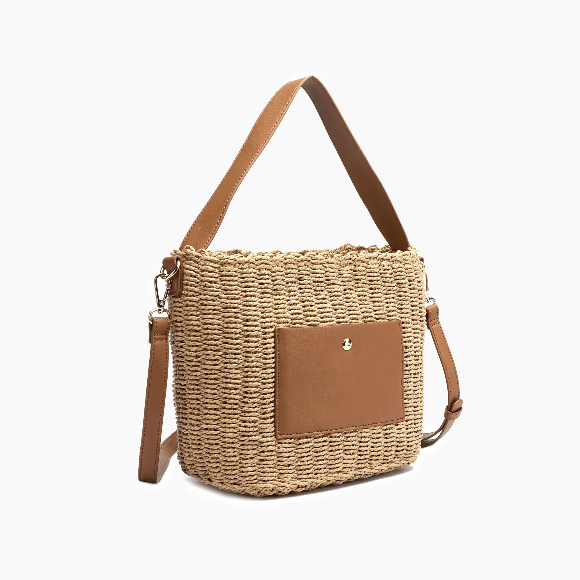 Sunset Straw Bucket Tote Bag